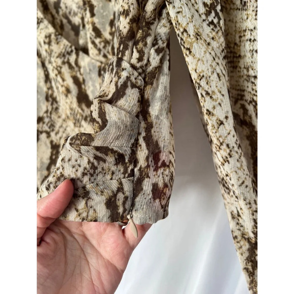 Bardot Women's Brown Snake Print Long Sleeve Sheer Cropped Blouse Size 4 - Picture 5 of 6